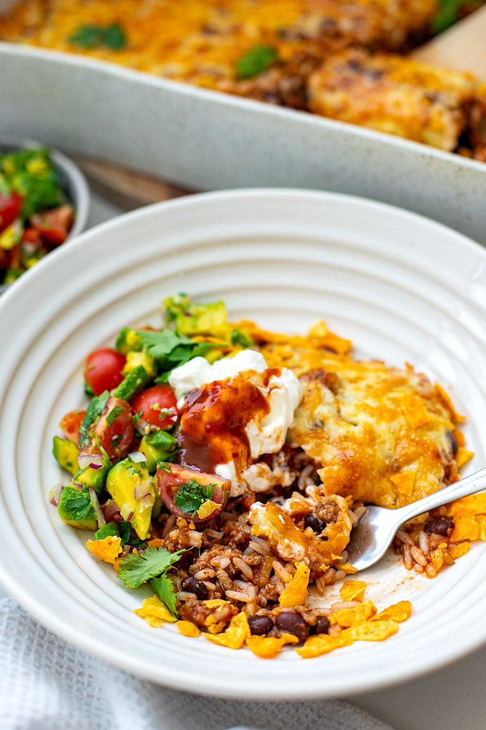 Beef Rice Casserole With Guacamole & Sour Cream