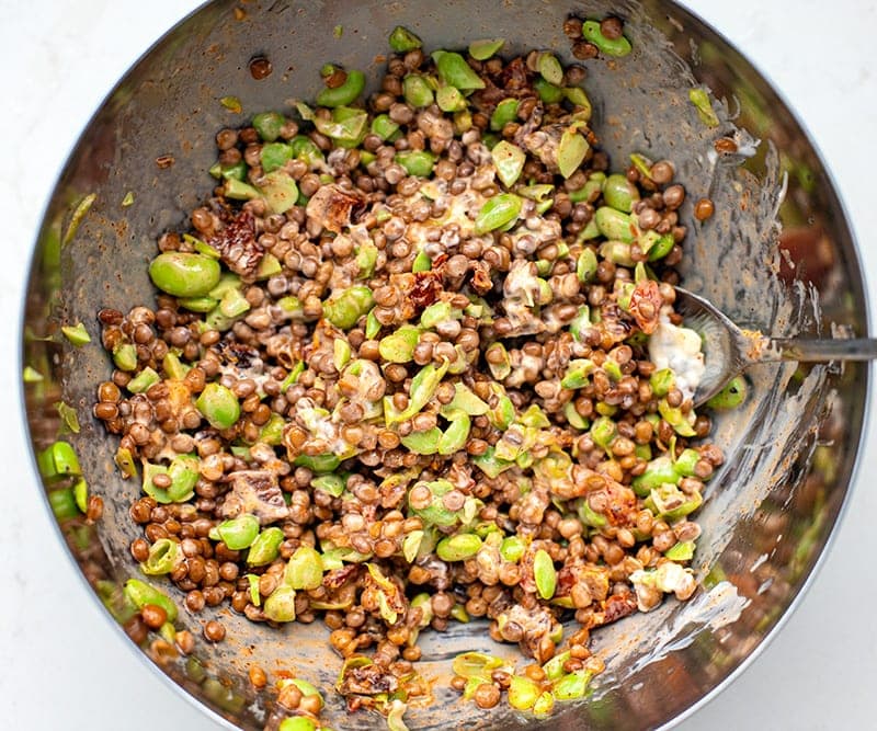 Lentil and edamame filling