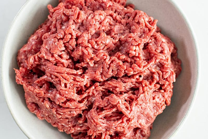 Ground beef mince in a bowl