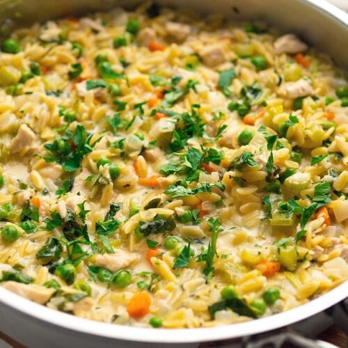 Lemon chicken orzo pasta.