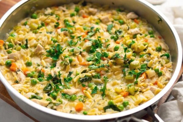 Lemon chicken orzo pasta.