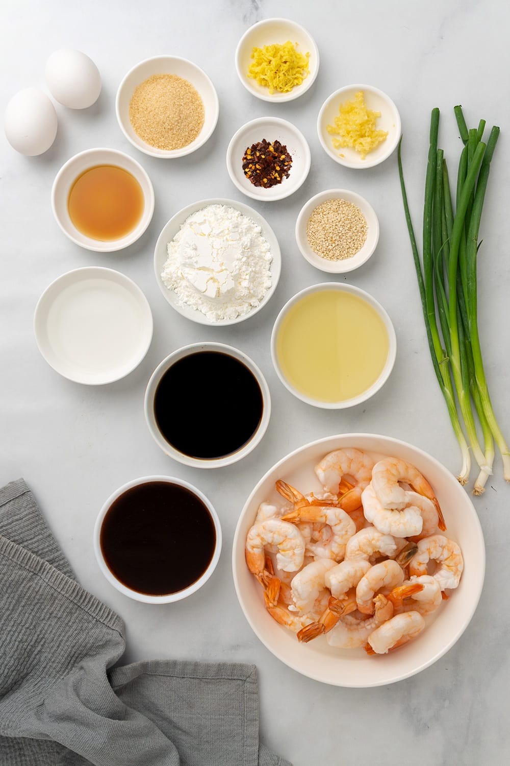 Ingredients for Mongolia shrimp and sauce