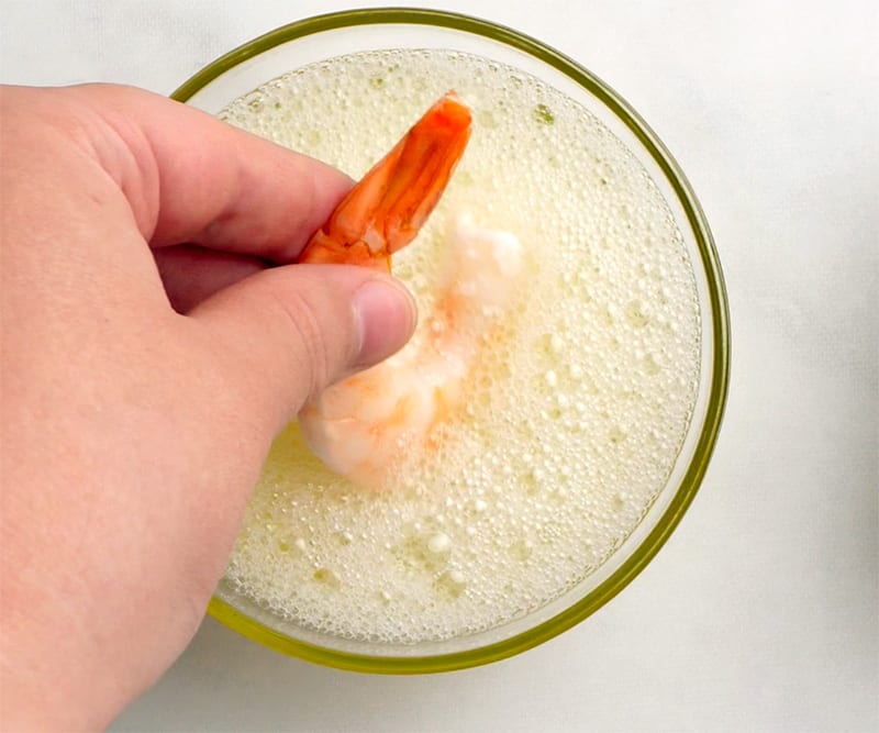Shrimp dipped in egg white mixture