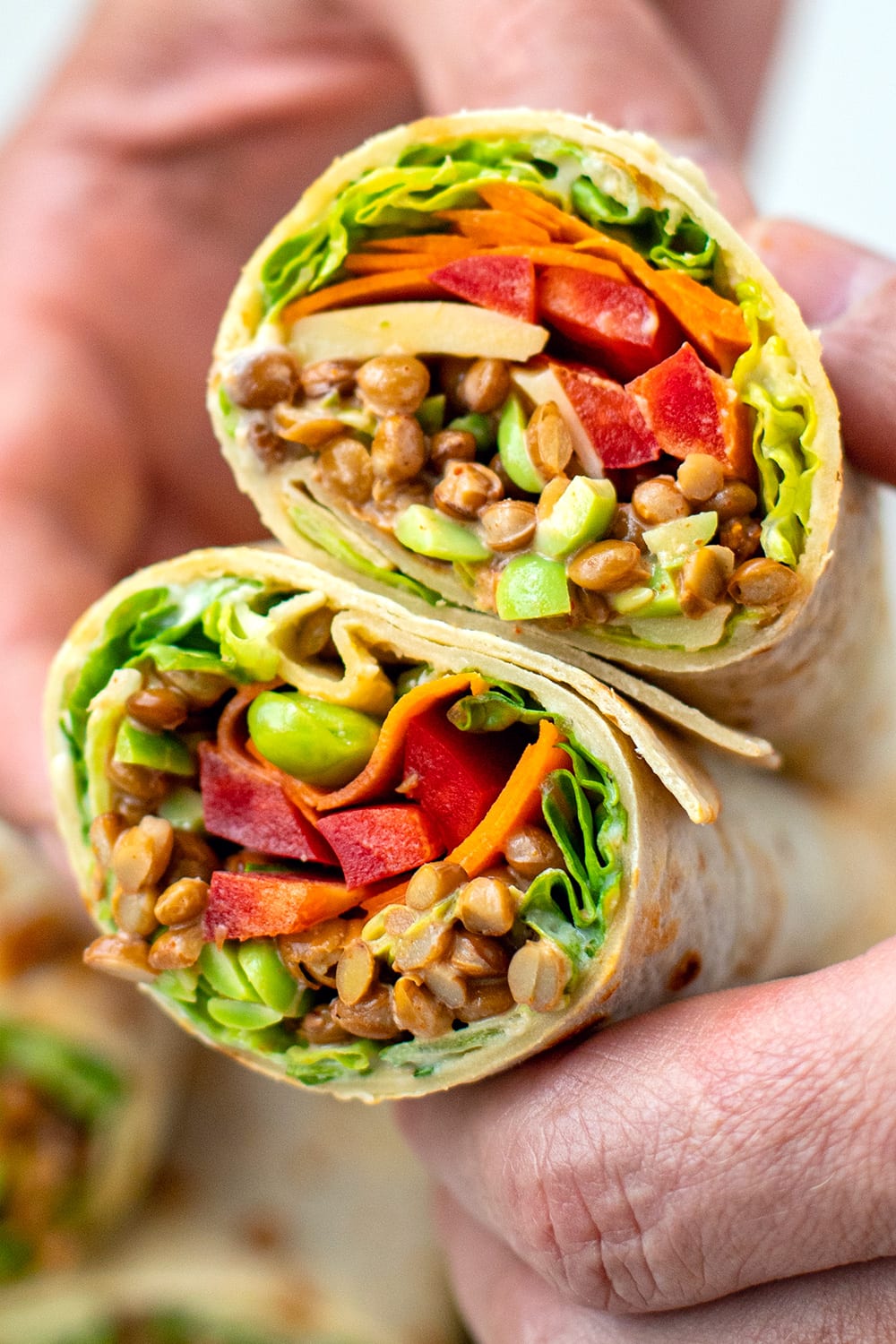 Healthy veggie wrap with high-protein foods
