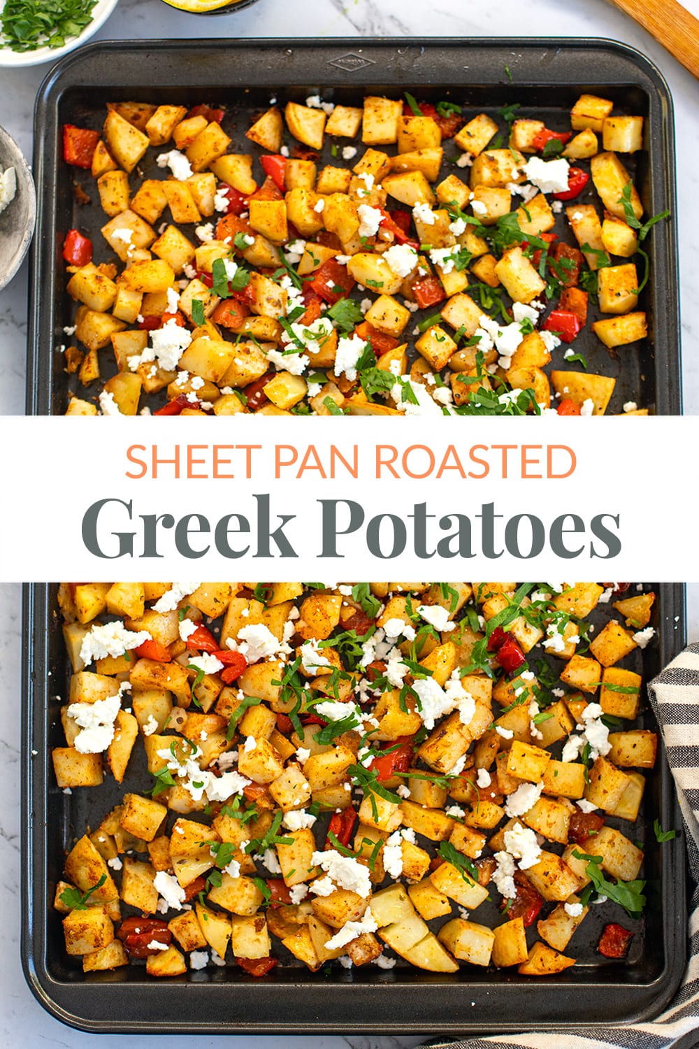 Sheet Pan Roasted Greek Potatoes With Feta