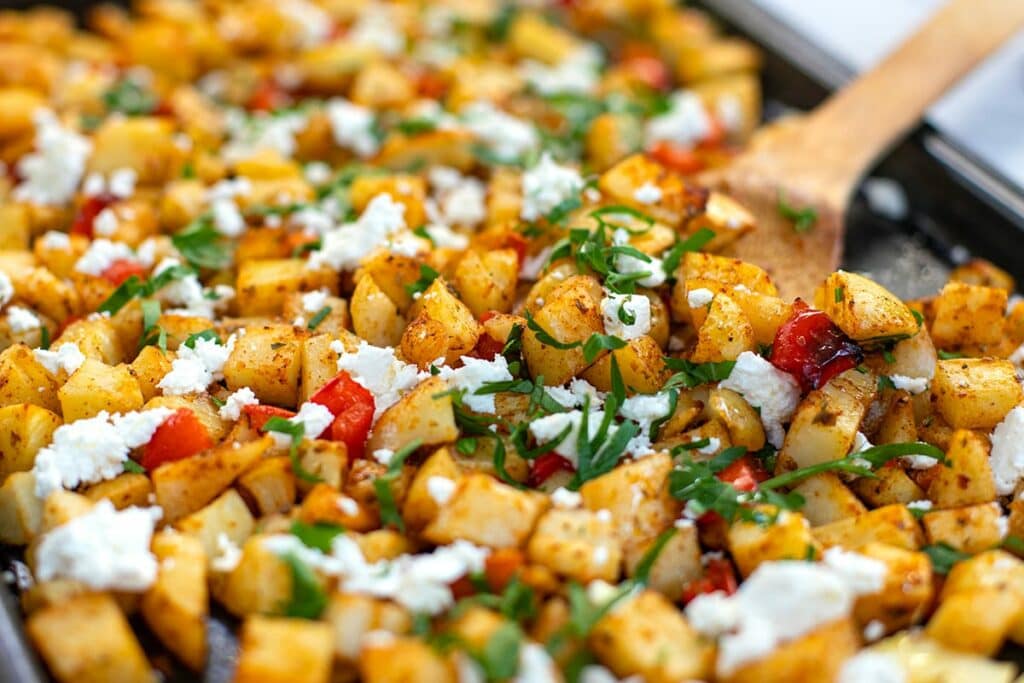 Greek potatoes with feta