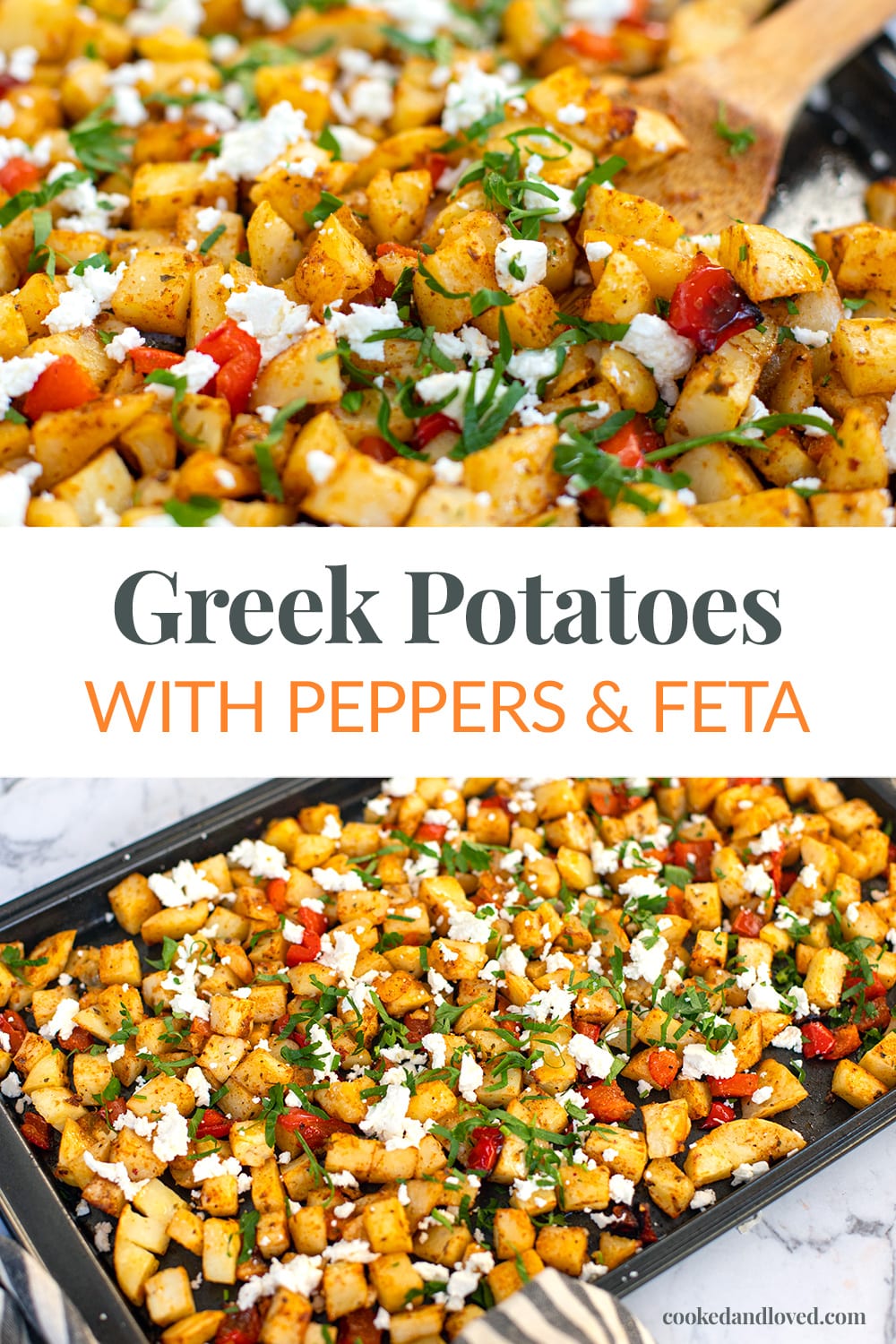Greek Roasted Potatoes With Red Bell Peppers & Feta