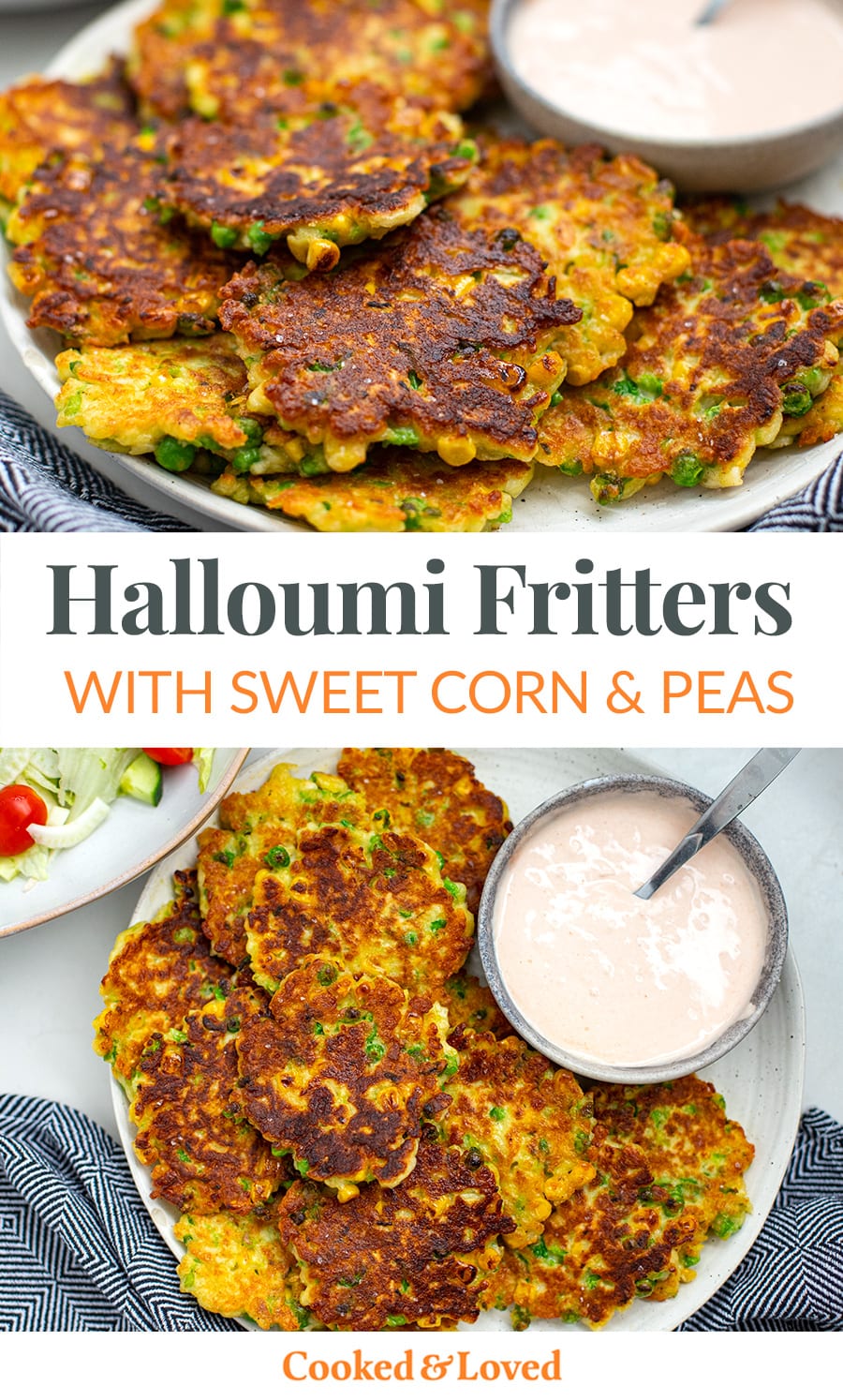 Pea Corn & Halloumi Fritters