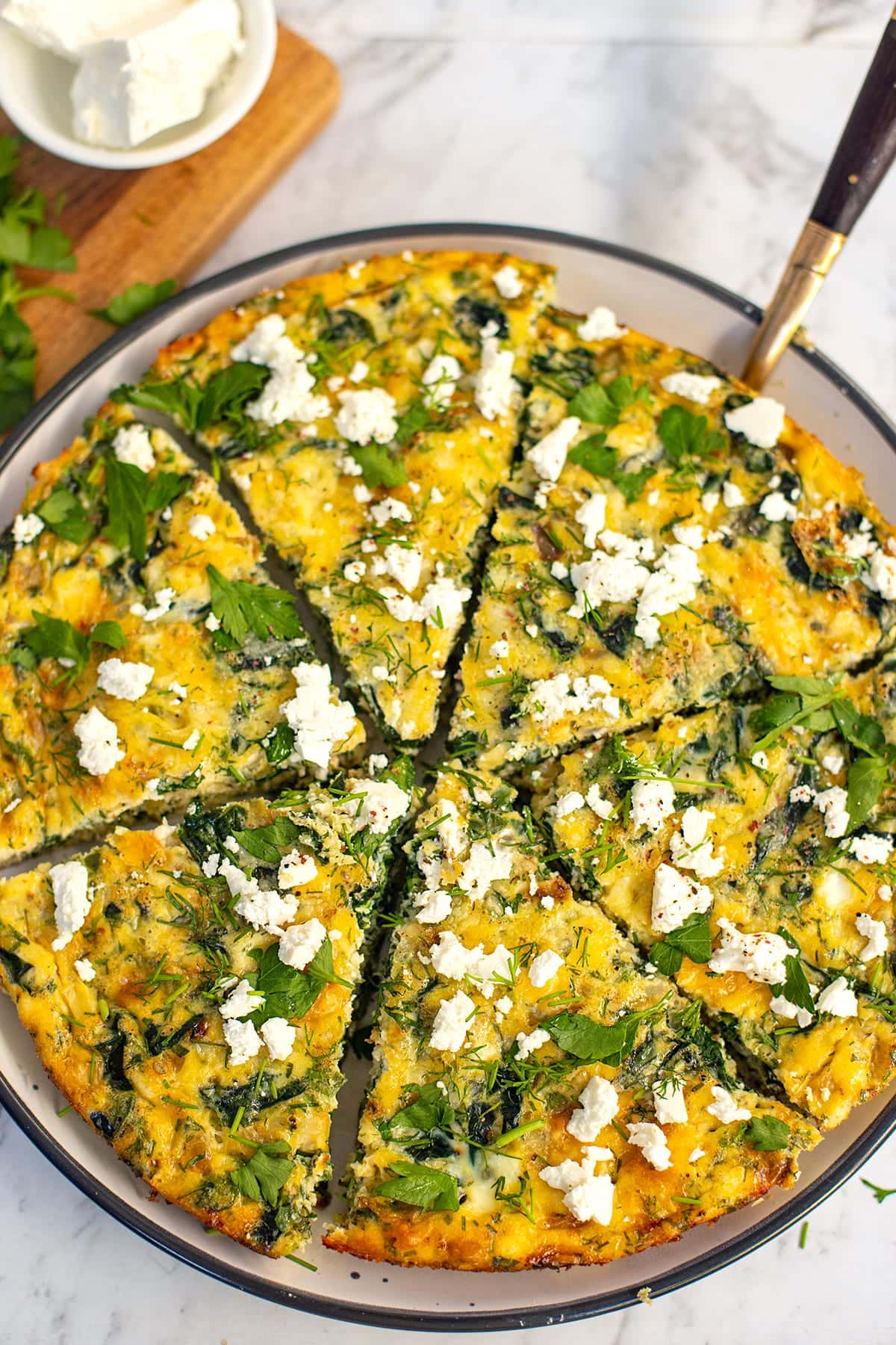 Spanakopita Greek Frittata with spinach and feta 