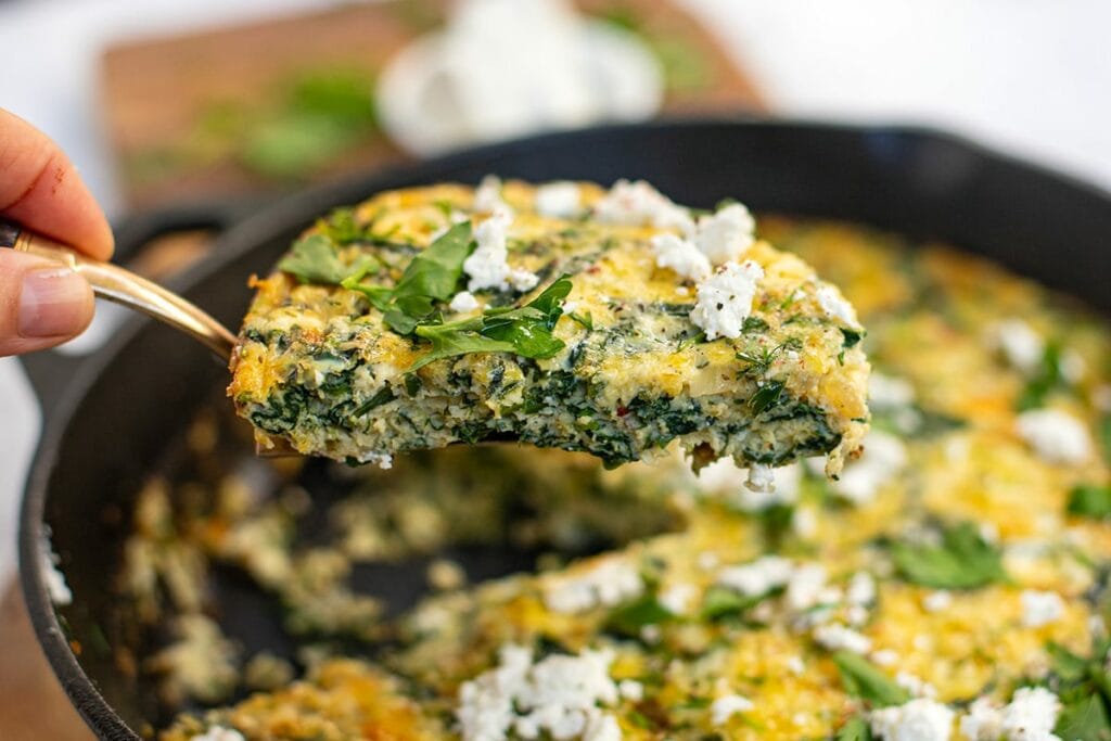 Spanakopita Greek Frittata with spinach and feta