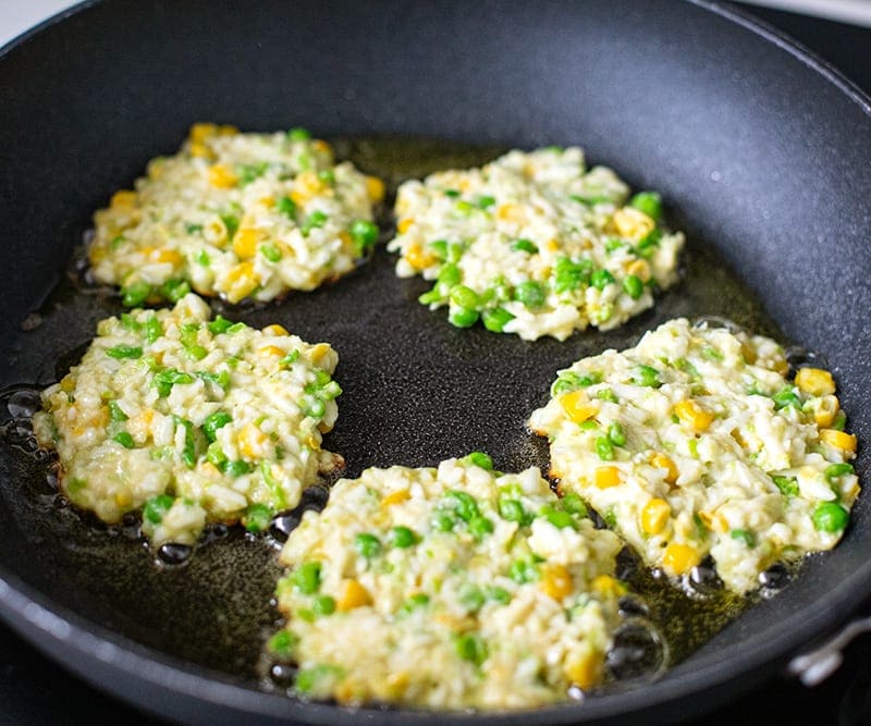 Pan frying the fritters