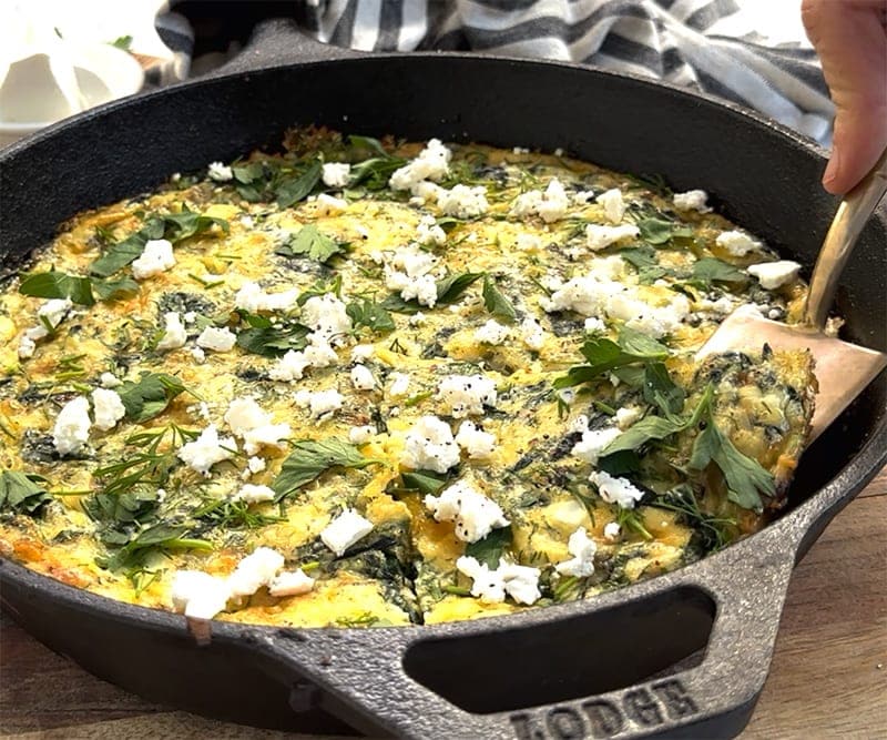 Garnish and slice frittata