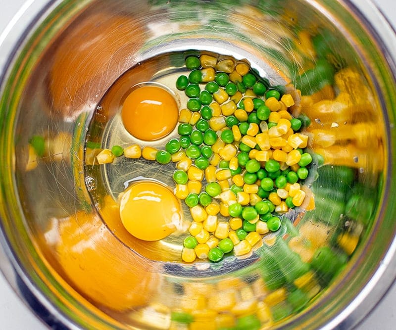 Eggs peas and corn