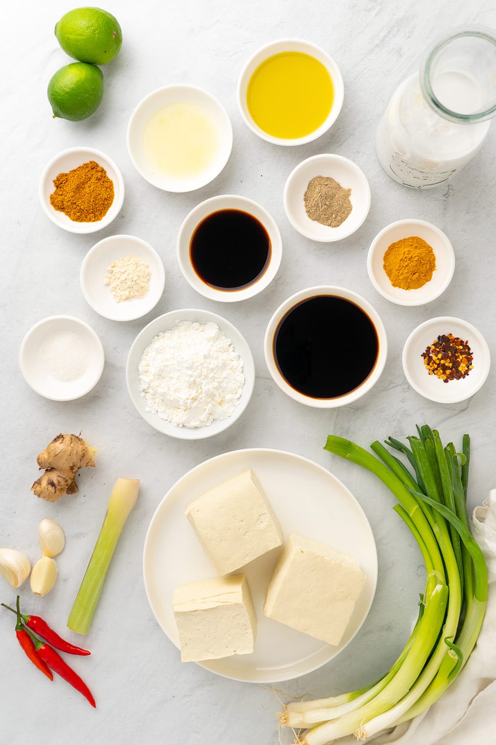 Ingredients for lemongrass tofu