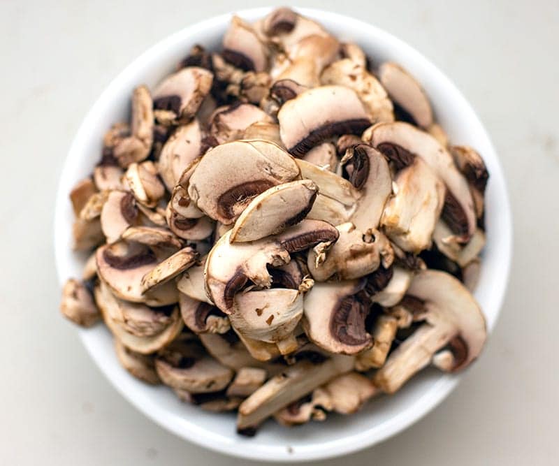 Sliced mushrooms for Stroganoff