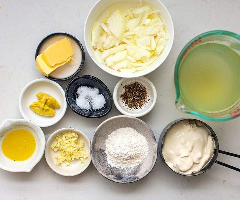 Ingredients for Stroganoff sauce