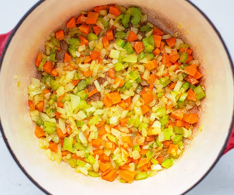 Sautéed onions, celery and carrots