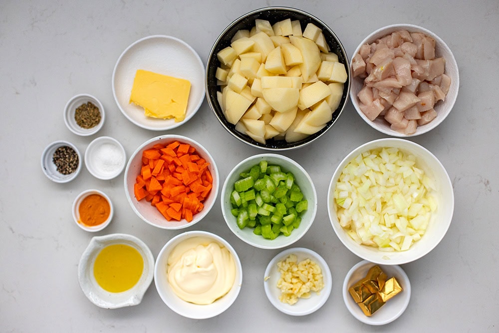 Ingredients for chicken potato soup