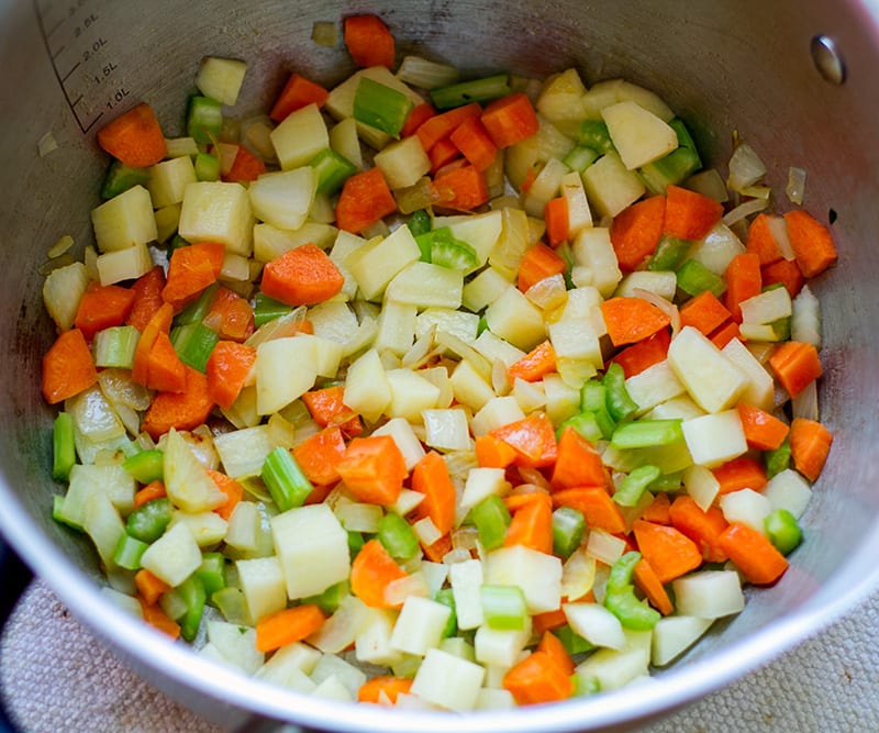 cooking vegetables and potatoes
