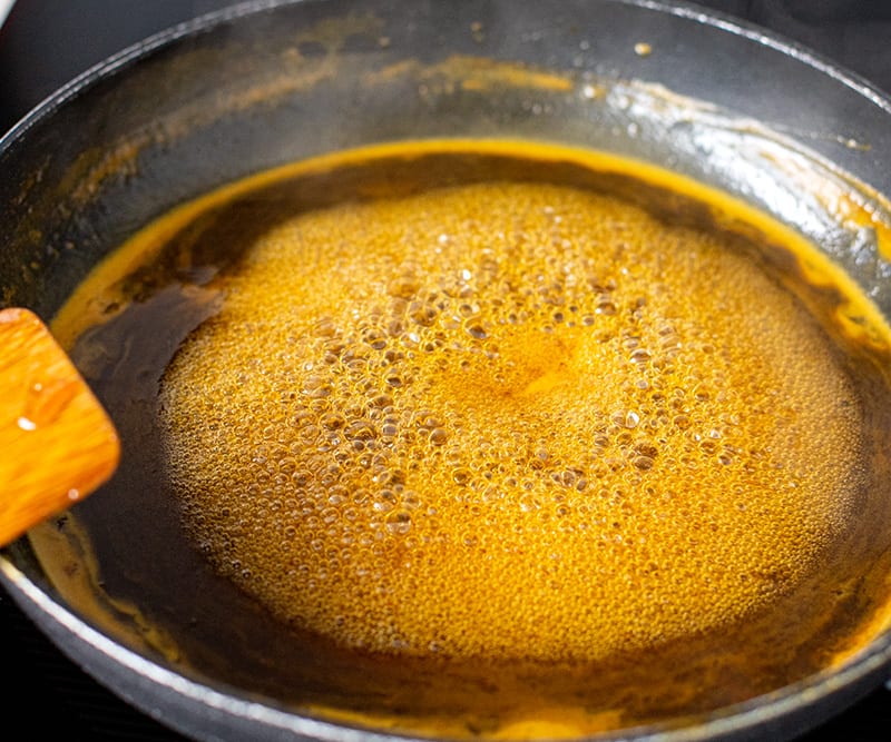 simmer and reduce the bourbon glaze