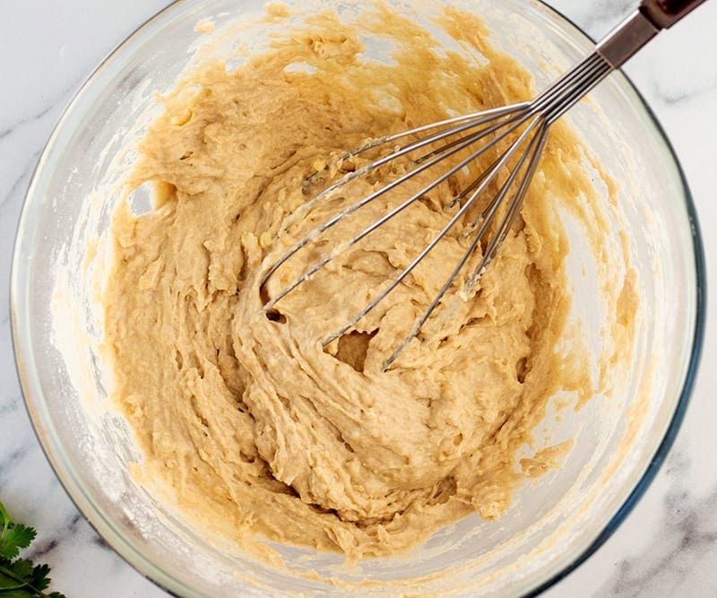 Mix ingredients for Garlic Naan Bread