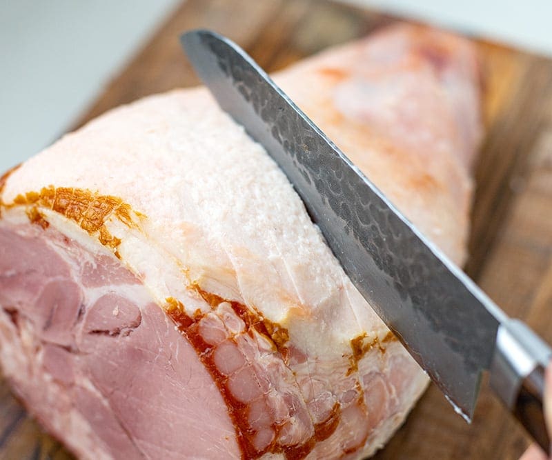 score the ham fat with a sharp knife