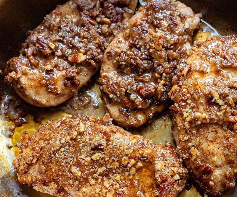 Caramelize honey in the skillet