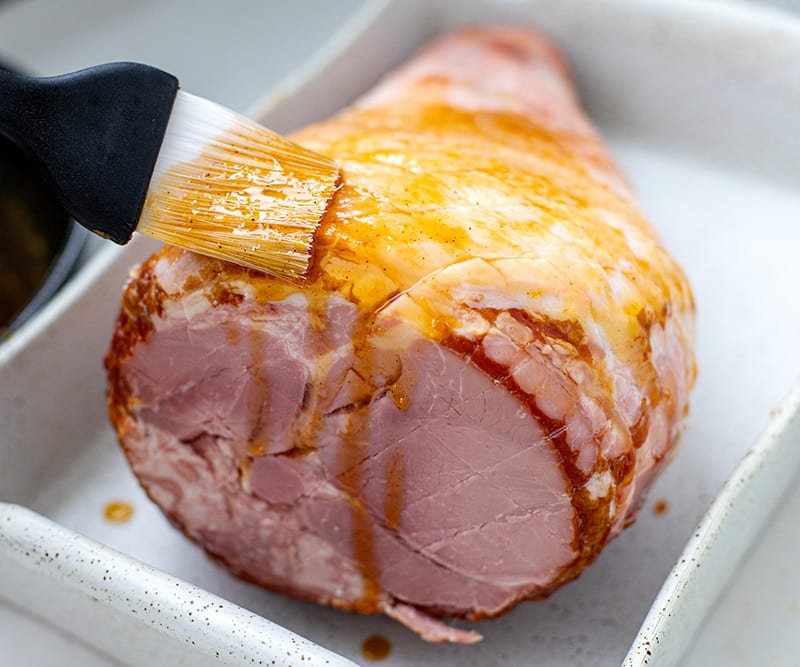 Brush ham with glaze