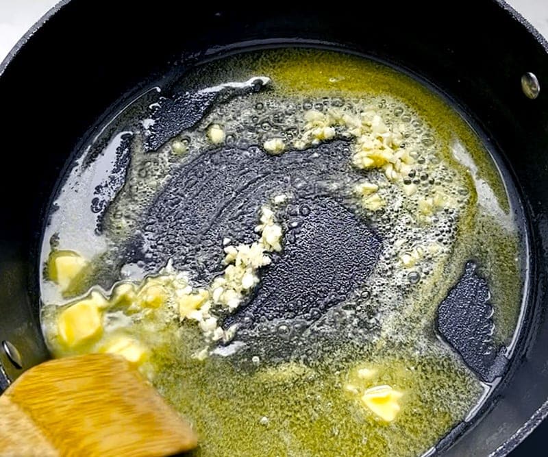 Melt butter and garlic for sauce