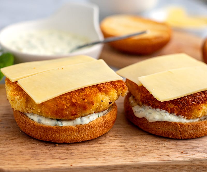 Adding cheese for the best fish sandwich recipe