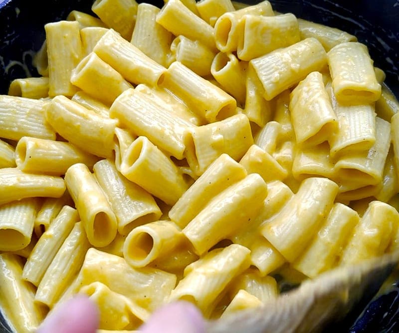 mix pasta with creamy sauce