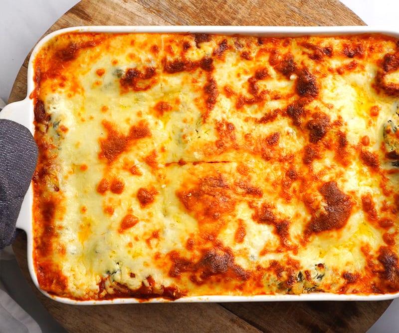 Baked vegetable lasagna with cottage cheese