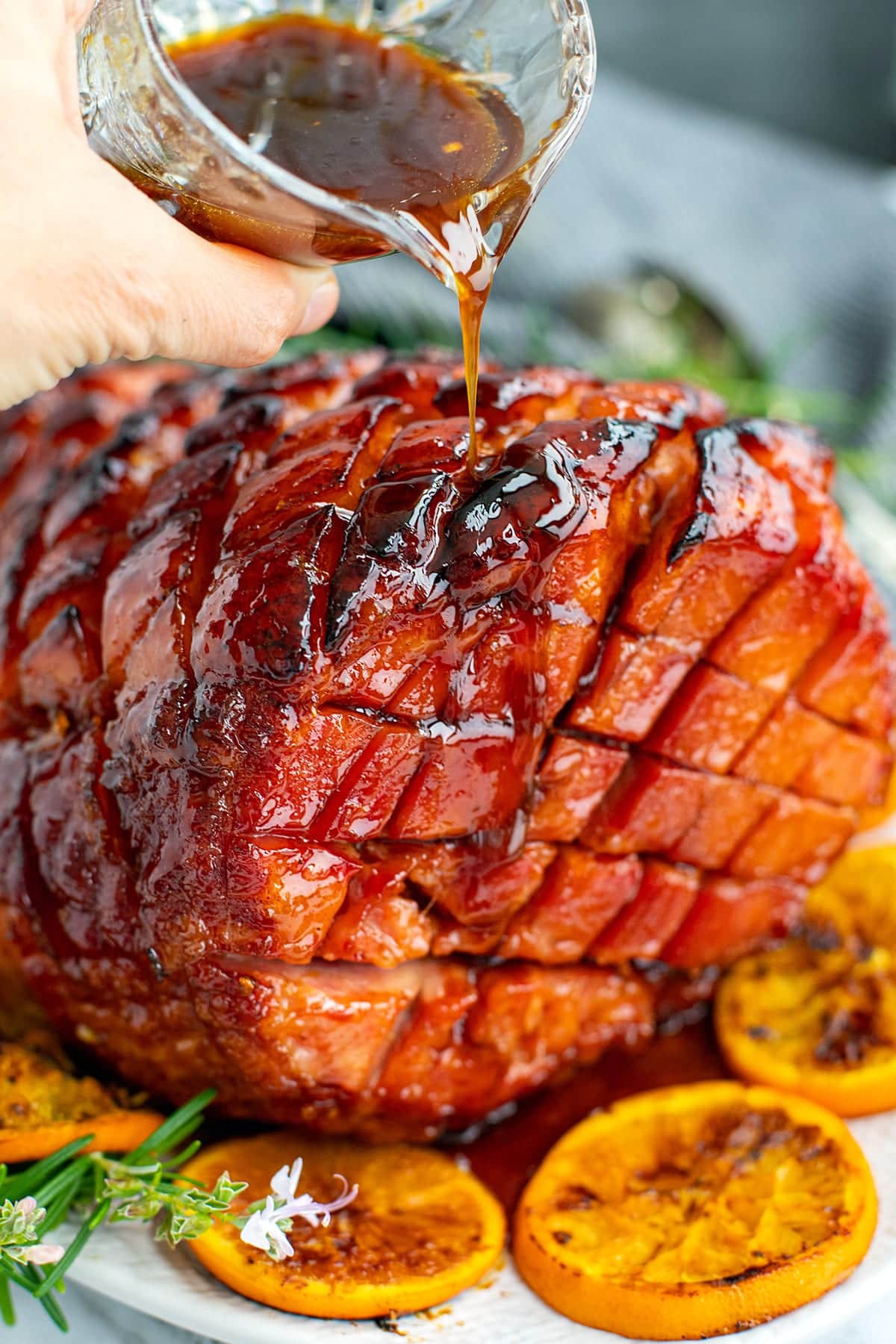 Orange Bourbon Glazed Ham