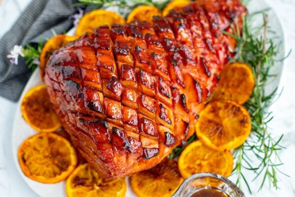 Orange Bourbon Glazed Ham