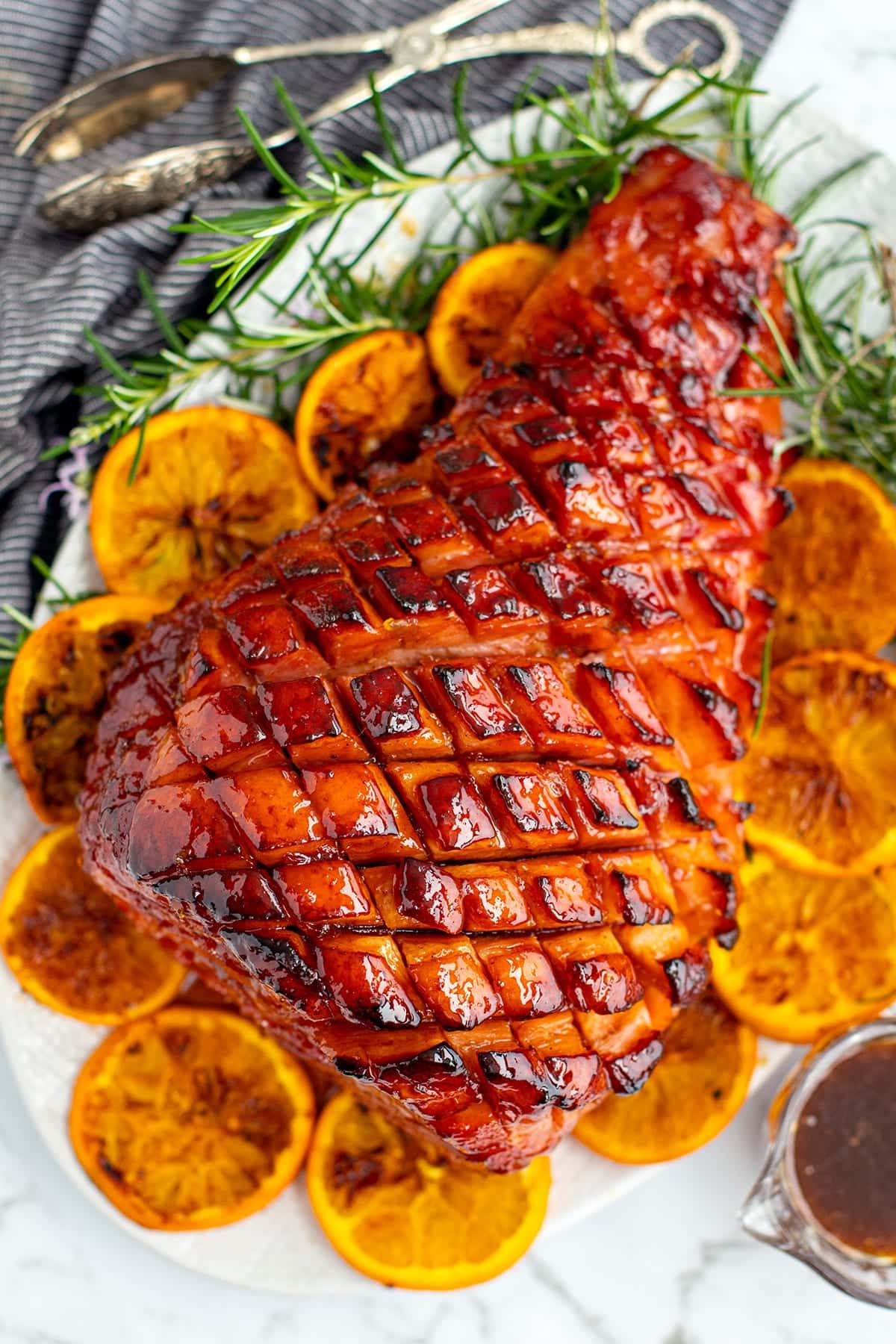 Orange Bourbon Glazed Ham