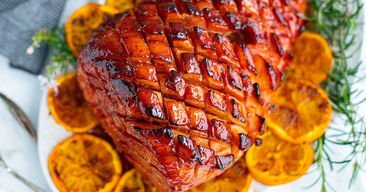 Orange Bourbon Glazed Ham