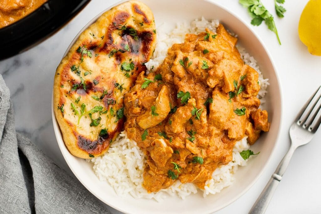 Garlic Naan Bread & Slow Cooker Chicken Tikka Masala