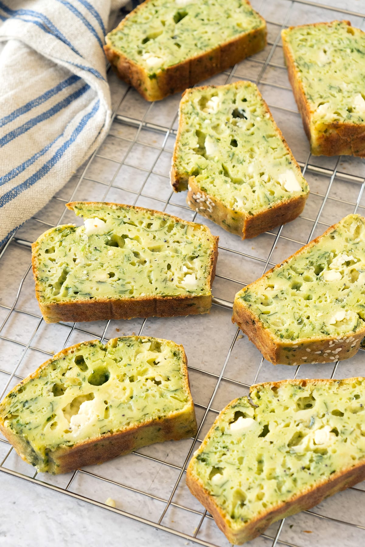 Cheese and spinach bread sliced