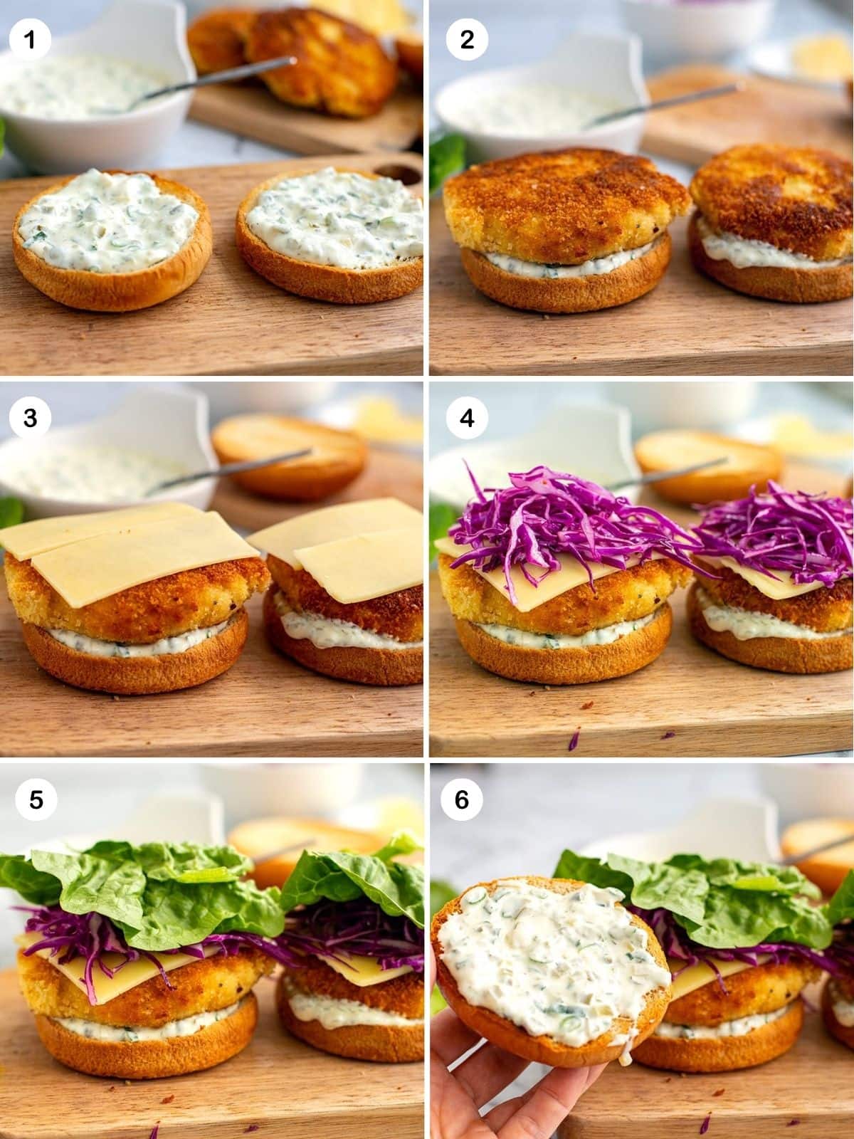 How to assemble fish sandwiches.