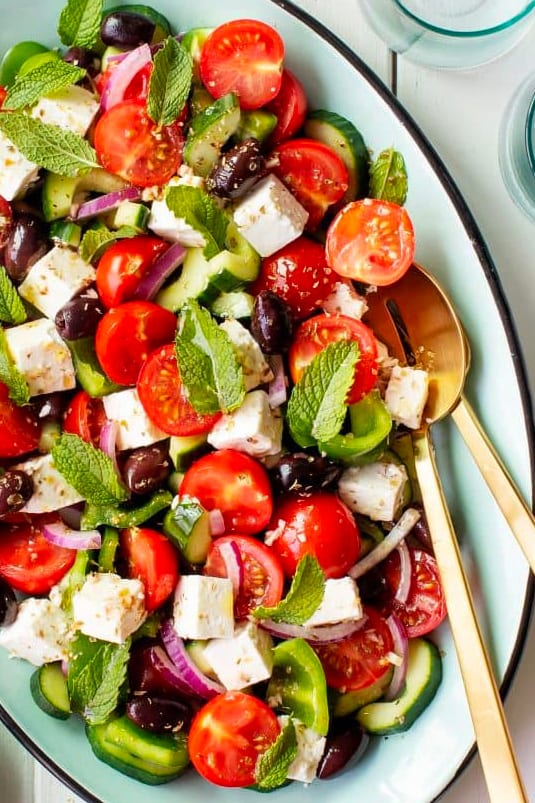 Best Greek salad with feta cheese