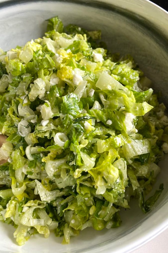 Greek lettuce feta salad