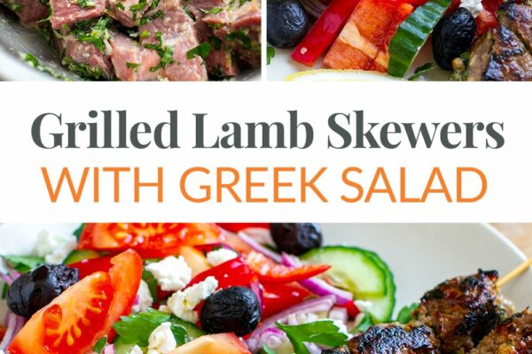 Grilled Lamb Souvlaki Skewers With Greek Salad