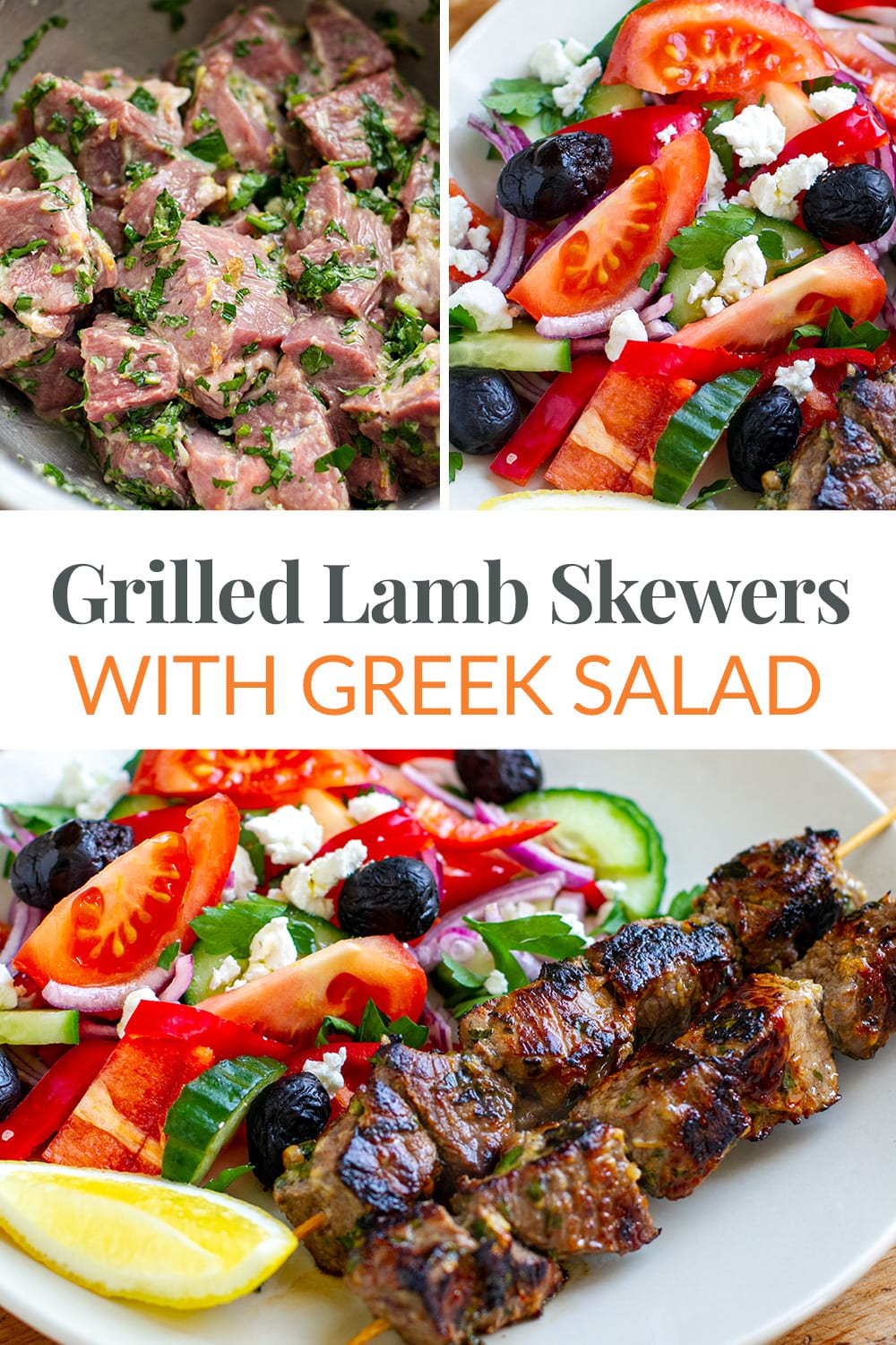 Grilled Lamb Souvlaki Skewers With Greek Salad