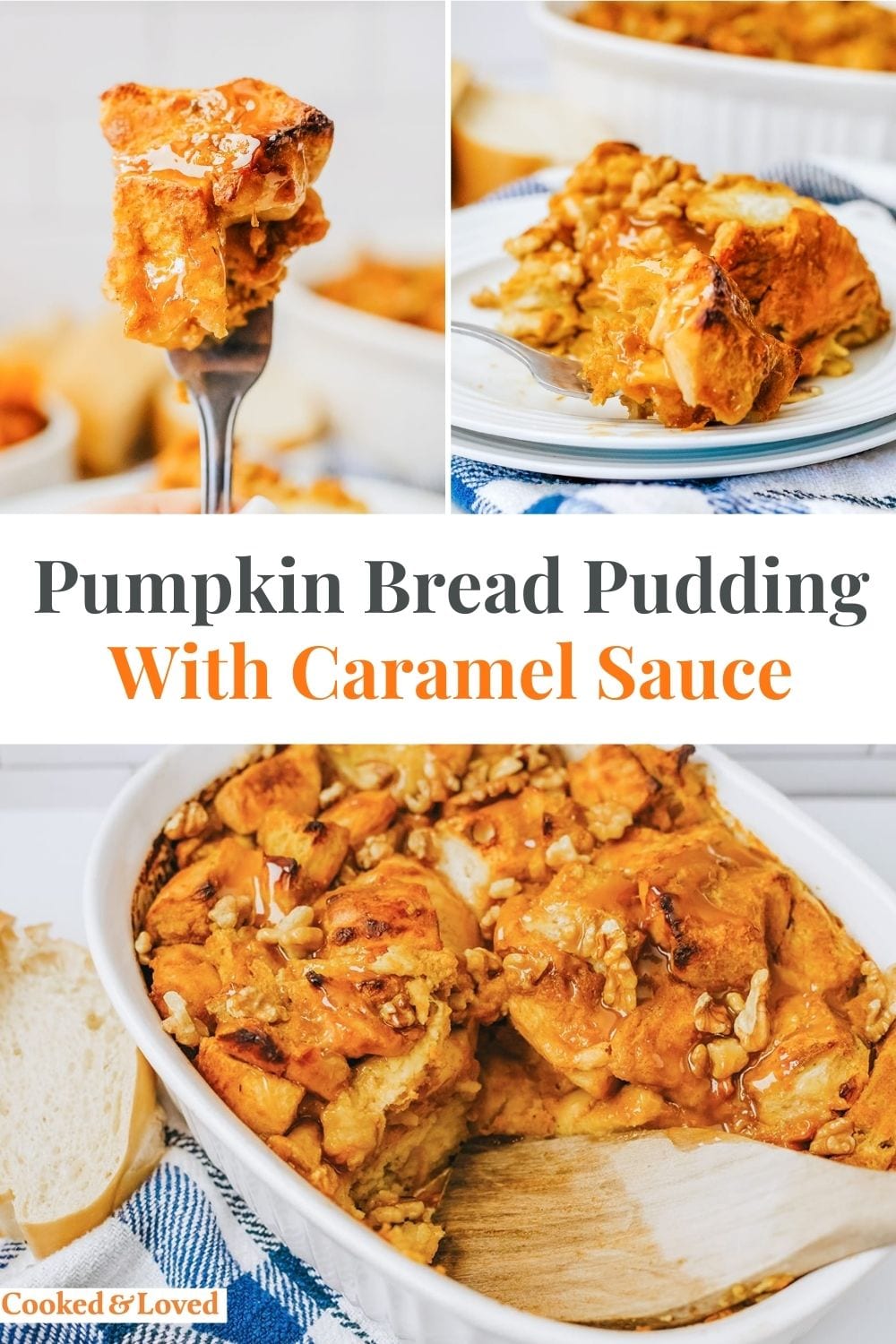 Pumpkin Bread Pudding With Caramel Sauce