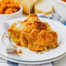 Pumpkin Bread Pudding With Caramel Sauce