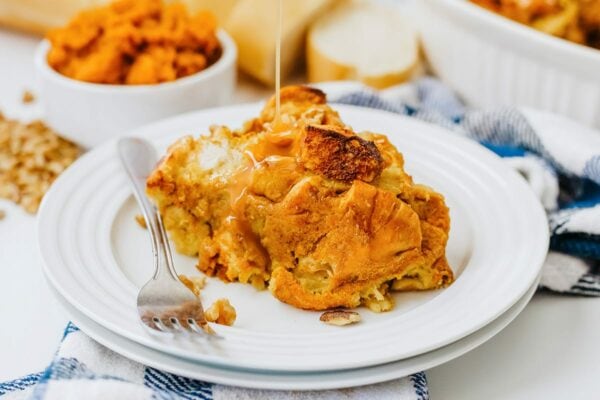 Pumpkin Bread Pudding With Caramel Sauce