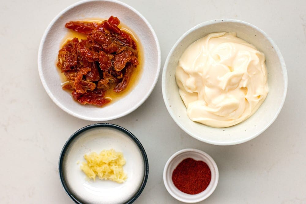 Ingredients for Sun-Dried Tomato Aioli Sauce