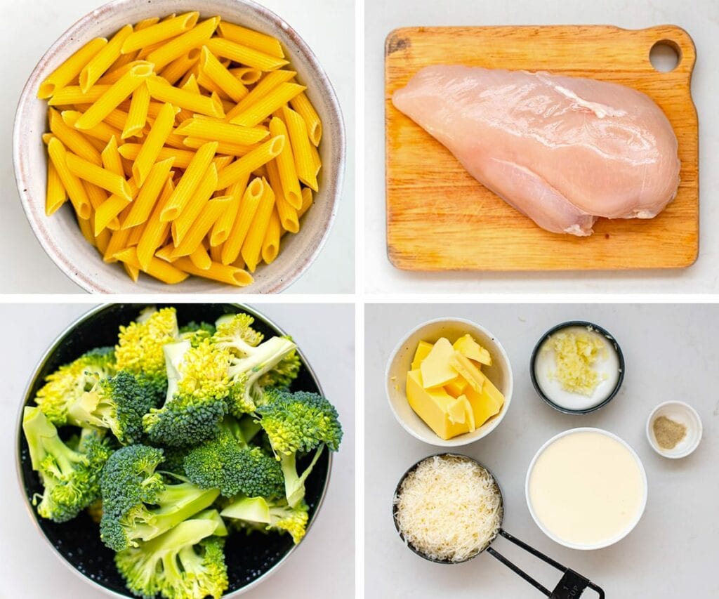 ingredients for chicken alfredo.