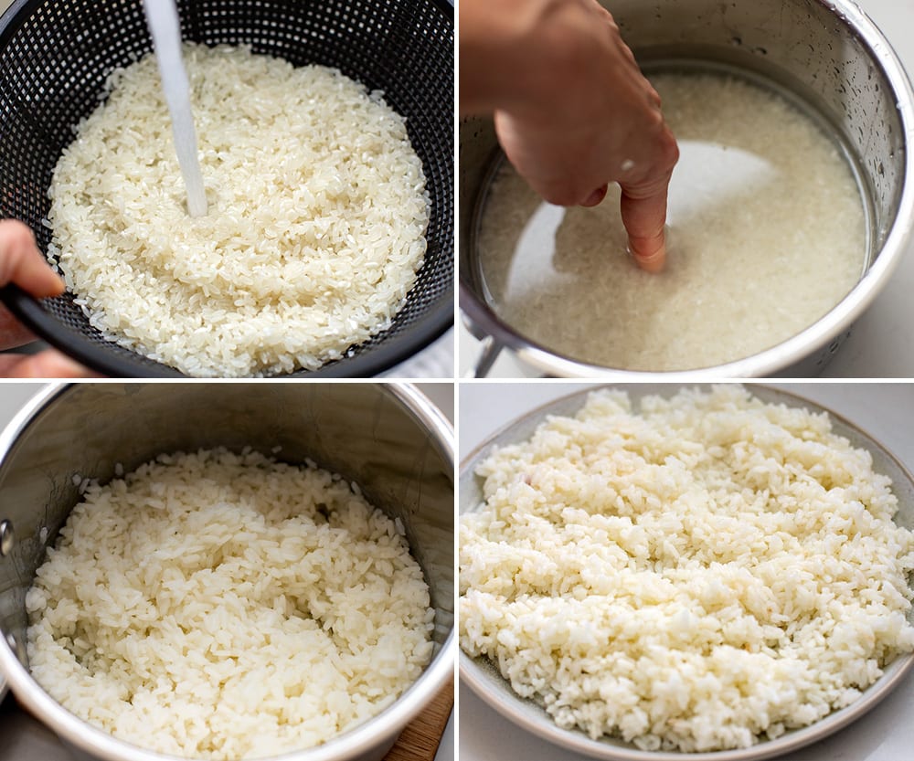 Showing how to cook white rice on the stovetop.
