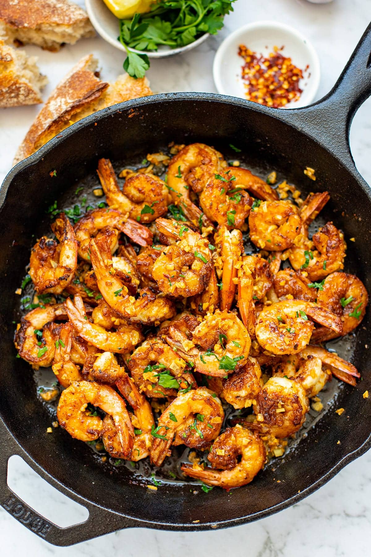 Garlic butter shrimp.